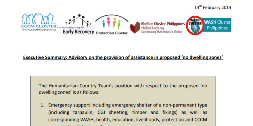 Advisory Note on No Dwelling Zones 2014